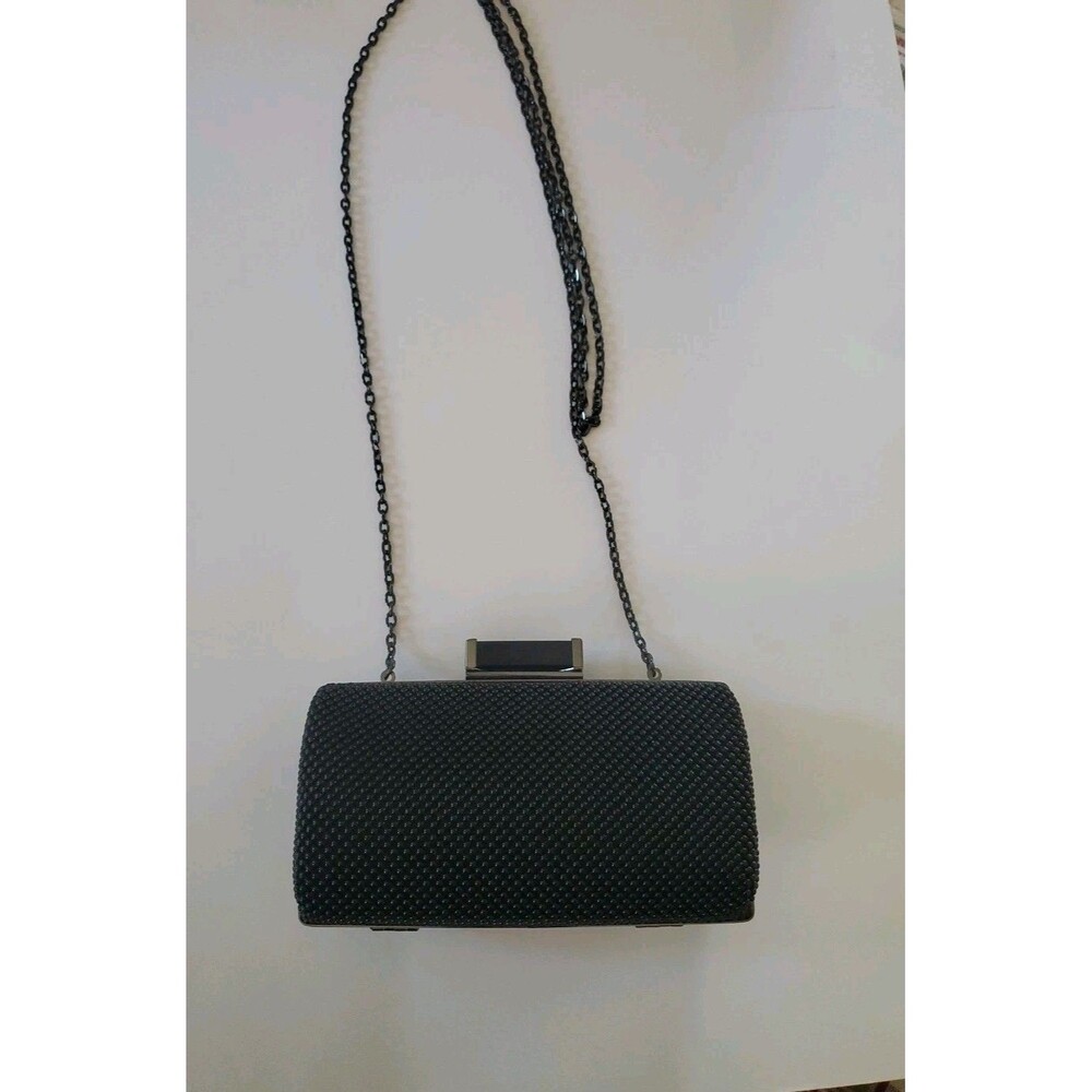 Jessica McClintock Silver Evening Bag Clutch Chain Shoulder Snap Closure Formal